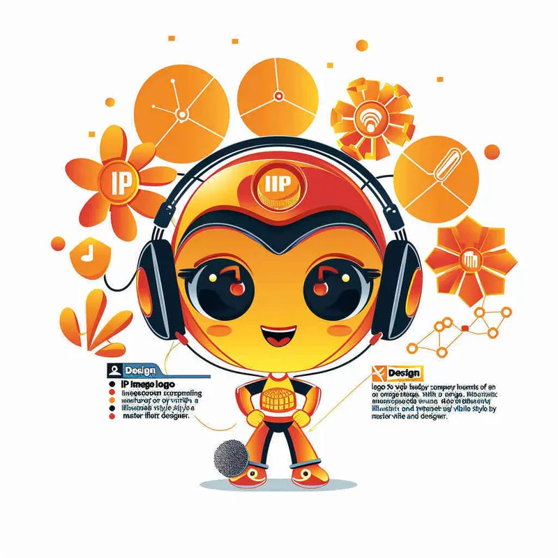 为一家网络科技公司设计一个以橙子为元素的IP形象Logo，互联网科技感，未来设计，扁平插画风格，大师设计  - style1部分