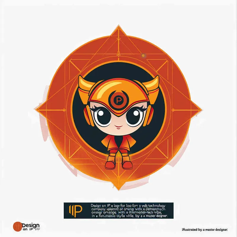 为一家网络科技公司设计一个以橙子为元素的IP形象Logo，互联网科技感，未来设计，扁平插画风格，大师设计  - style4部分