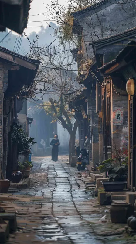 The early morning streets of the small town, residents anxiously scouring for clues left by the missing person. The soft glow of dawn illuminates the quaint buildings lining the street, while worried faces of passersby hurry past. The aroma of coffee drifts from the café under the awning, mingling with the sounds of hushed conversations., Photography, using a wide-angle lens (24mm) to capture the entire street scene in sharp detail, --ar 16:9 --v 5 - style4部分