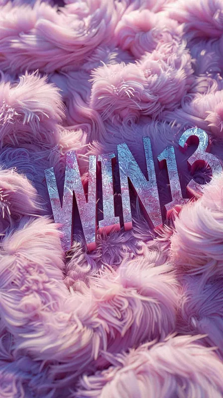 Typography design, text: 'WINl3’.,in fine fluffy plush texture pastel tones, Eye-level Angle,Volumetric light, clean background, light background, natural lighting, 8K, superb, super detail……… - style3部分