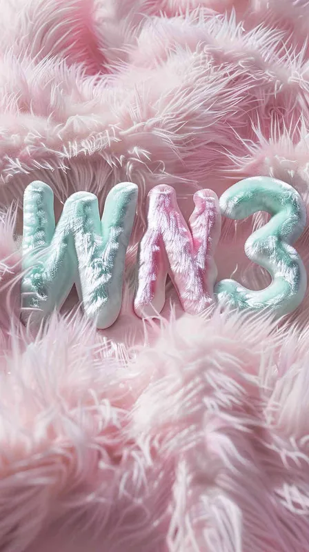 Typography design, text: 'WINl3’.,in fine fluffy plush texture pastel tones, Eye-level Angle,Volumetric light, clean background, light background, natural lighting, 8K, superb, super detail……… - style4部分