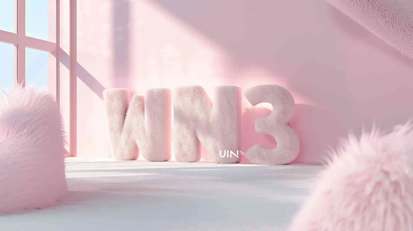 Typography design, text: 'WIN³', in fine fluffy plush texture pastel tones, Eye-level Angle,Volumetric light, clean background, light background, natural lighting, 8K, superb, super detail ，Typography design, text: 'WIN³’.,in fine fluffy plush texture pastel tones, Eye-level Angle,Volumetric light, clean background, light background, natural lighting, 8K, superb, super detail - style4部分