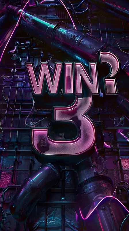 主体字体是 “WIN³“，3比其他字母要小一些，字体是赛伯朋克风格的灯管和金属质感组成，环境是在宇宙空间，构图是仰视角度，霓虹灯效果，风格是皮克斯加蒸汽朋克，非常酷 - style3部分