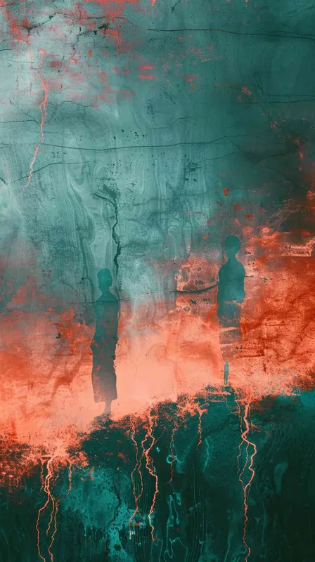 Model Art Photo, Ethereal People 2d wall art painting wall pictures wall, in the style of use of traditional japanese artistic techniques, light teal and dark orange, naturalistic landscape backgrounds, rendered in cinema4d, horizons, airbrush art, light red and dark cyan –ar 3:4 –q 2 – AI绘画作品展示 | Midjourney中文版生成