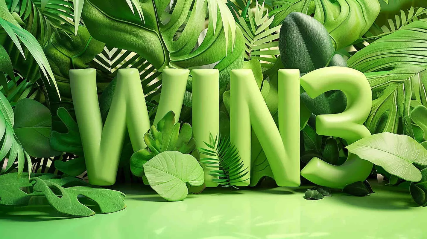Design a word “WIN³”, 3D stereoscopic, leaf material, sunny green, bright and vivid, conceptual product design, futuristic , blind box toys, handcrafts, exquisite, 3D effect, full body display, ultra high precision, ultra high detail, perfect lighting, OC renderer, Blender 8k, ultra clear, ultra noise reduction, --ar 1400:1850 --s 500 - style2部分