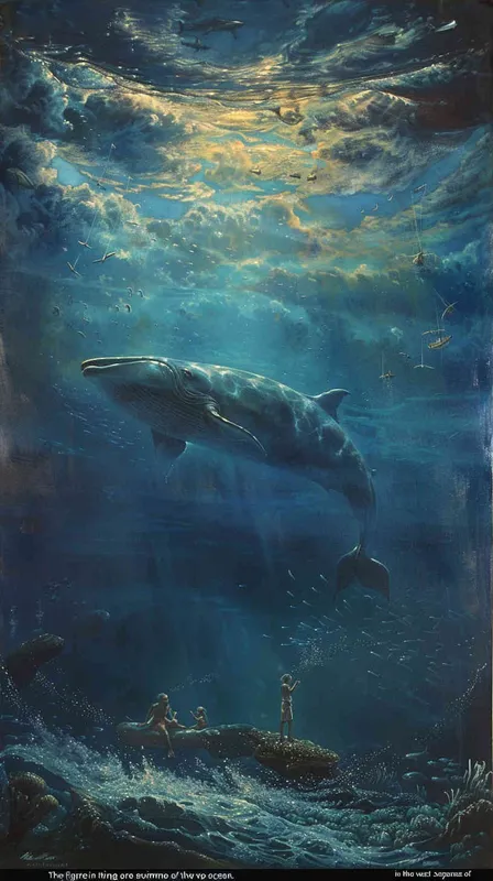 画面中的人物在大海中游泳 - style1部分