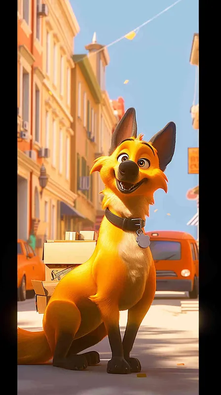 A Pixar 3D rendering of a delivery dog navigating through a bustling city street while delivering packages, The scene is portrayed with vibrant colors and smooth animations, capturing the excitement of urban life. Color temperature: lively and colorful. Facial expression: the dog shows determination and focus. Dynamic, bright lighting adds energy to the scene.--v6 --cref https://znrpa-s-1254076648.cos.accelerate.myqcloud.com/ai/thumb-mj-%5B33%5D-debbba5b-7.png --cw 100 - style2部分