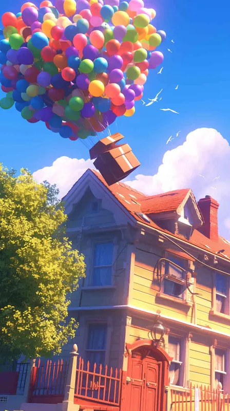 A Pixar 3D rendering of a sudden gust of wind carrying a package away, inspired by the animation style of 