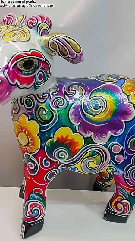 一只由珍珠串成的羊，珍珠颜色五颜六色的 - style3部分