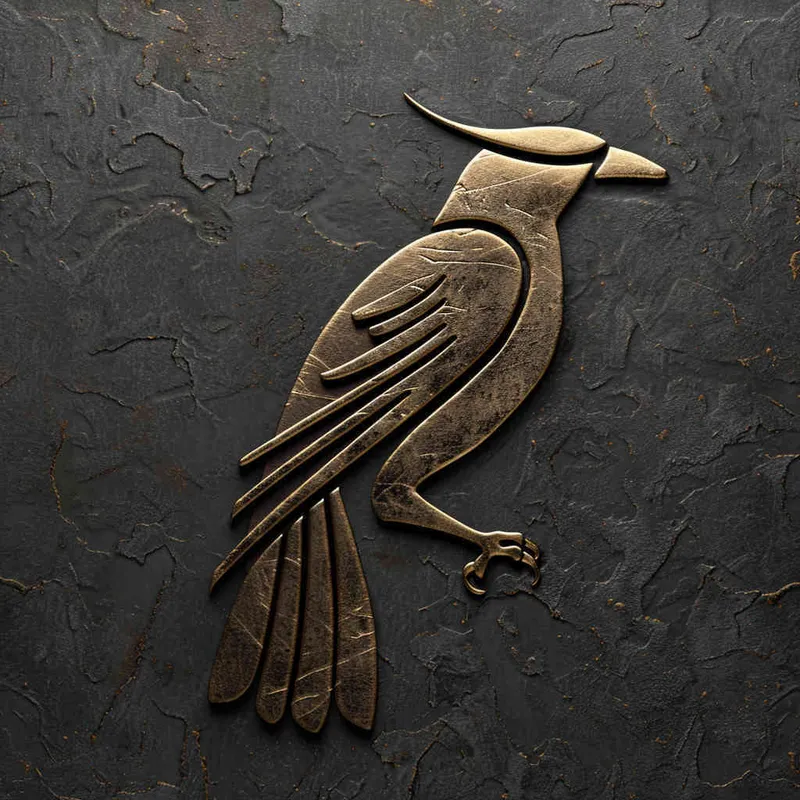 为一家广告公司设计一个logo，一只喜鹊的浮雕效果，金属质感，大师设计 - AI绘画作品展示 | Midjourney中文版生成