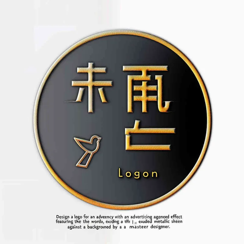 为一家广告公司设计一个logo，以喜鹊2个字的浮雕效果，金属质感，纯色背景，大师设计  – AI绘画作品展示 | Midjourney中文版生成