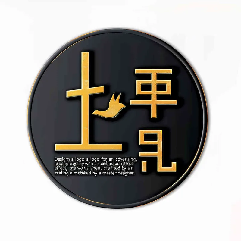 为一家广告公司设计一个logo，以喜鹊2个字的浮雕效果，金属质感，纯色背景，大师设计  - style4部分