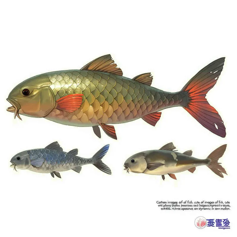 鱼类卡通图片，可爱，大肚子，眼睛大大的，整体造型逼真动态丰富  - style4部分