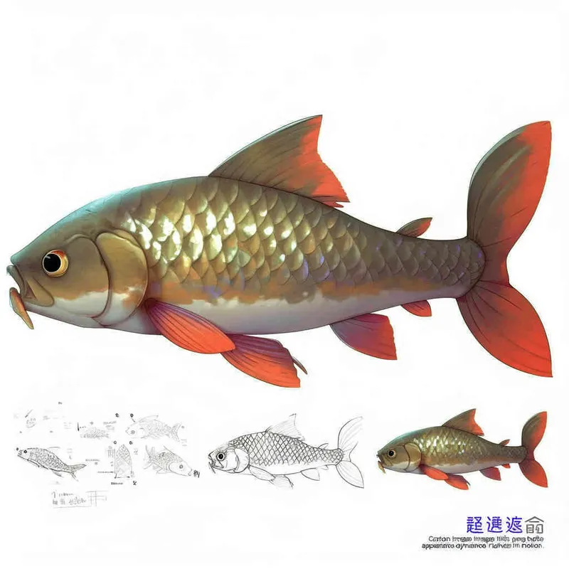 鱼类卡通图片，可爱，大肚子，眼睛大大的，整体造型逼真动态丰富  - AI绘画作品展示 | Midjourney中文版生成