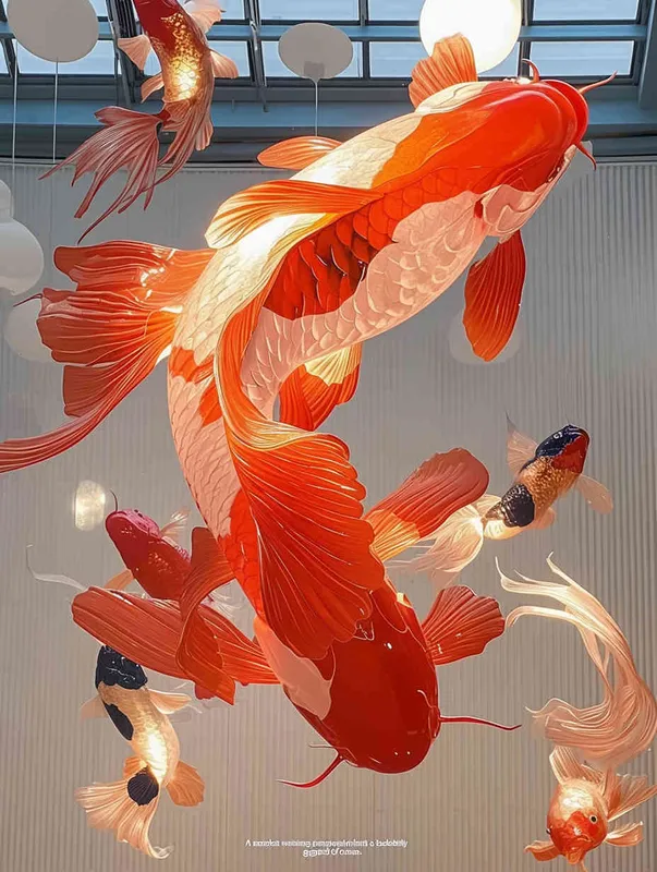 A red koi with a red background - style1部分