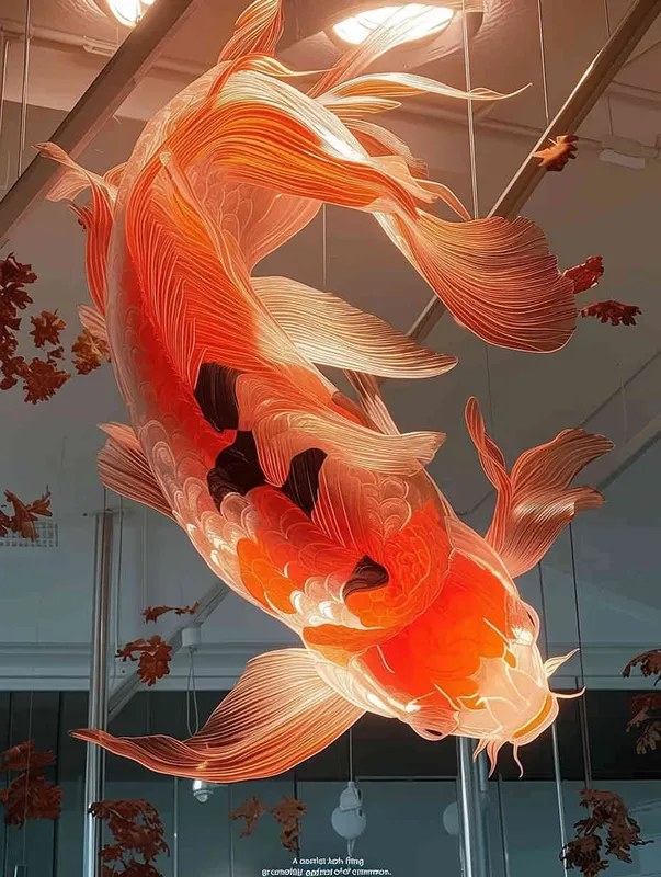 A red koi with a red background - style2部分