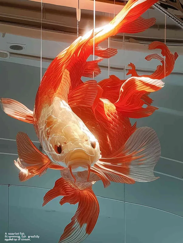 A red koi with a red background - style3部分
