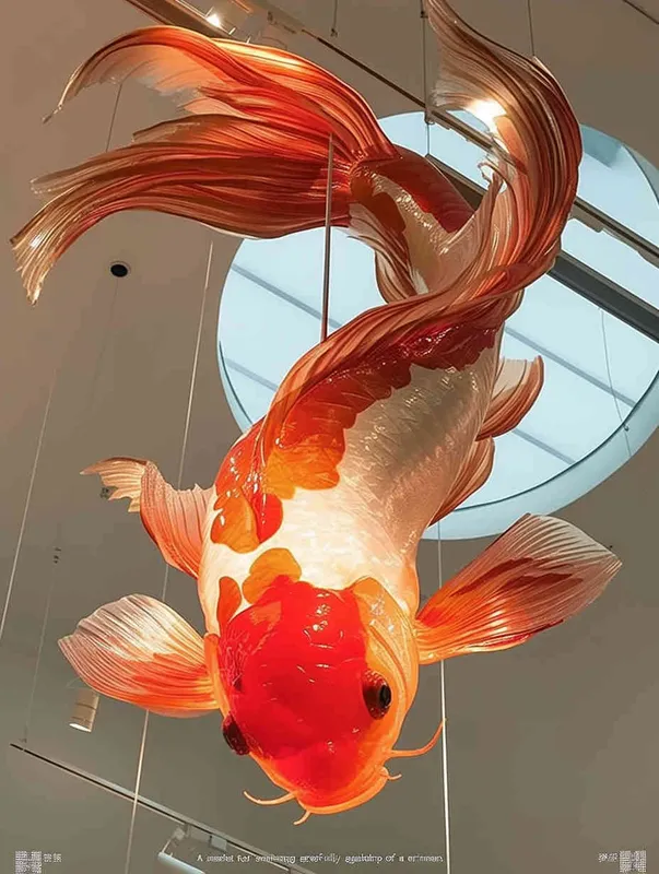 A red koi with a red background - style4部分
