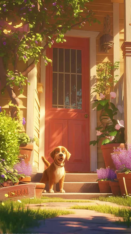 A Pixar 3D rendering showing a dog sneaking into the backyard of a suburban residence. Drawing inspiration from Pixar's animation style, the scene is rendered with crisp details and vibrant colors, capturing the dog's stealthy movement. The color temperature is balanced, maintaining a sense of realism. Soft, ambient lighting casts gentle shadows, enhancing the secretive nature of the scene.--v 6 --cref https://znrpa-s-1254076648.cos.accelerate.myqcloud.com/ai/thumb-mj-%5B33%5D-debbba5b-7.png --cw 100 - style1部分