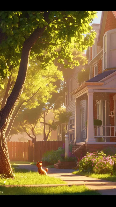A Pixar 3D rendering showing a dog stealthily infiltrating a backyard in a suburban neighborhood. Drawing inspiration from Pixar's animation style, the scene is rendered with crisp details and vibrant colors, capturing the dog's cautious expression as it surveys its surroundings. The color temperature is balanced, maintaining a sense of realism. Soft, diffused lighting adds depth to the scene. --v 6 --cref https://znrpa-s-1254076648.cos.accelerate.myqcloud.com/ai/thumb-mj-%5B33%5D-debbba5b-7.png --cw 100 - style3部分