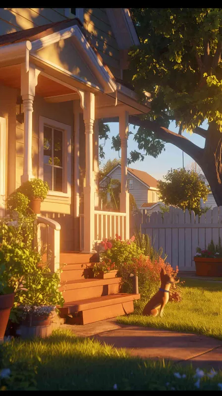 A Pixar 3D rendering showing a dog stealthily infiltrating a backyard in a suburban neighborhood. Drawing inspiration from Pixar's animation style, the scene is rendered with crisp details and vibrant colors, capturing the dog's cautious expression as it surveys its surroundings. The color temperature is balanced, maintaining a sense of realism. Soft, diffused lighting adds depth to the scene. --v 6 --cref https://znrpa-s-1254076648.cos.accelerate.myqcloud.com/ai/thumb-mj-%5B33%5D-debbba5b-7.png --cw 100 - style4部分