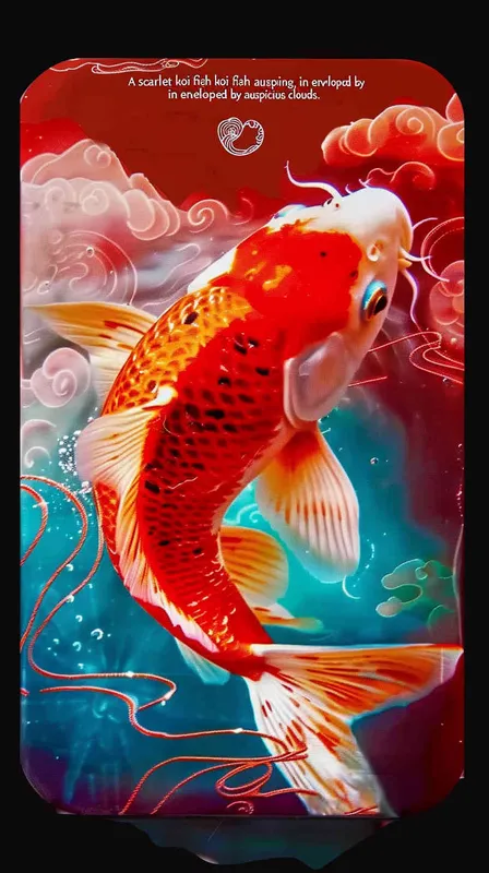 A red koi with a red background surrounded by blue auspicious clouds - style1部分