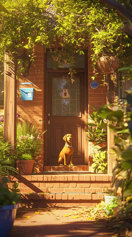 A Pixar 3D rendering showing a dog stealthily infiltrating a backyard in a suburban neighborhood. Drawing inspiration from Pixar's animation style, the scene is rendered with crisp details and vibrant colors, capturing the dog's cautious expression as it surveys its surroundings. The color temperature is balanced, maintaining a sense of realism. Soft, diffused lighting adds depth to the scene --ar 9:16 --cref https://znrpa-s-1254076648.cos.accelerate.myqcloud.com/ai/thumb-mj-%5B33%5D-debbba5b-7.png --cw 100 --niji 6 - style2部分