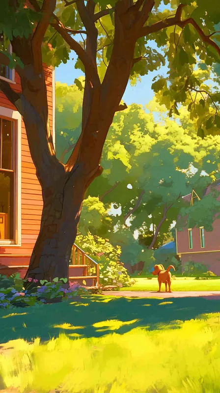 A Pixar 3D rendering showing a dog stealthily infiltrating a backyard in a suburban neighborhood. Drawing inspiration from Pixar's animation style, the scene is rendered with crisp details and vibrant colors, capturing the dog's cautious expression as it surveys its surroundings. The color temperature is balanced, maintaining a sense of realism. Soft, diffused lighting adds depth to the scene --ar 9:16 --cref https://znrpa-s-1254076648.cos.accelerate.myqcloud.com/ai/thumb-mj-%5B33%5D-debbba5b-7.png --cw 100 --niji 6 - style4部分