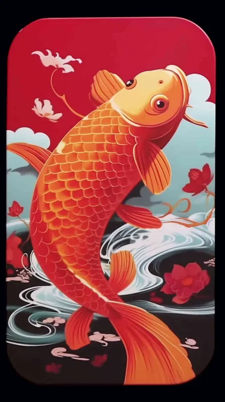 A red koi with a red background, flat illustration, flat style, meticulous painting – AI绘画作品展示 | Midjourney中文版生成
