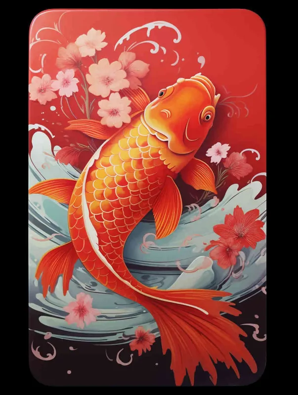 A red koi with a red background, flat illustration, flat style, meticulous painting - style1部分