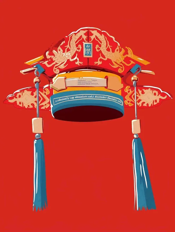A top scholar hat with a red background, flat illustration, flat style, meticulous painting - style2部分