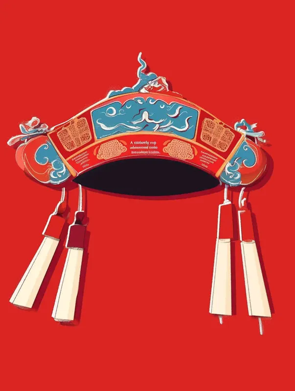A top scholar hat with a red background, flat illustration, flat style, meticulous painting - style3部分