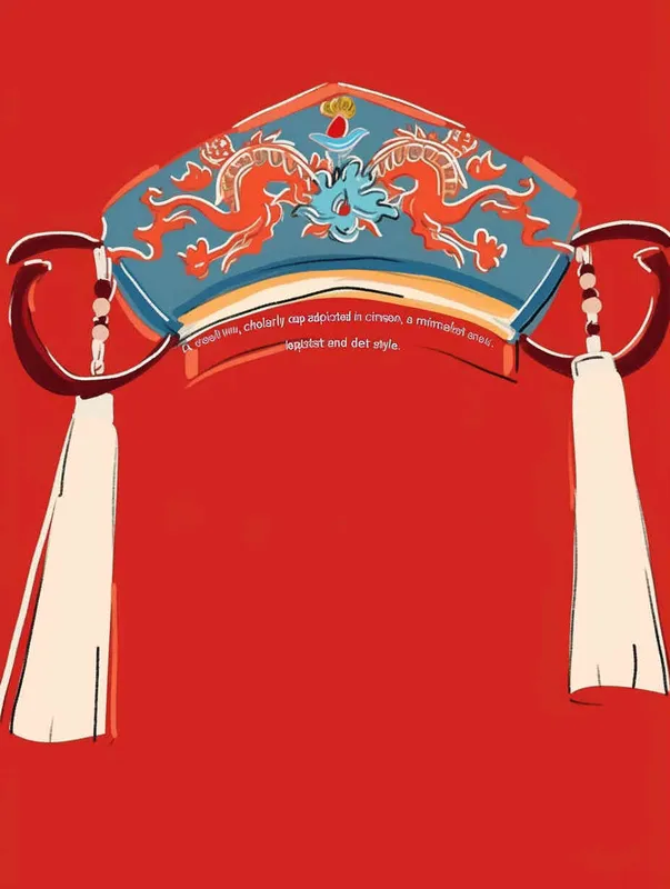 A top scholar hat with a red background, flat illustration, flat style, meticulous painting - style4部分