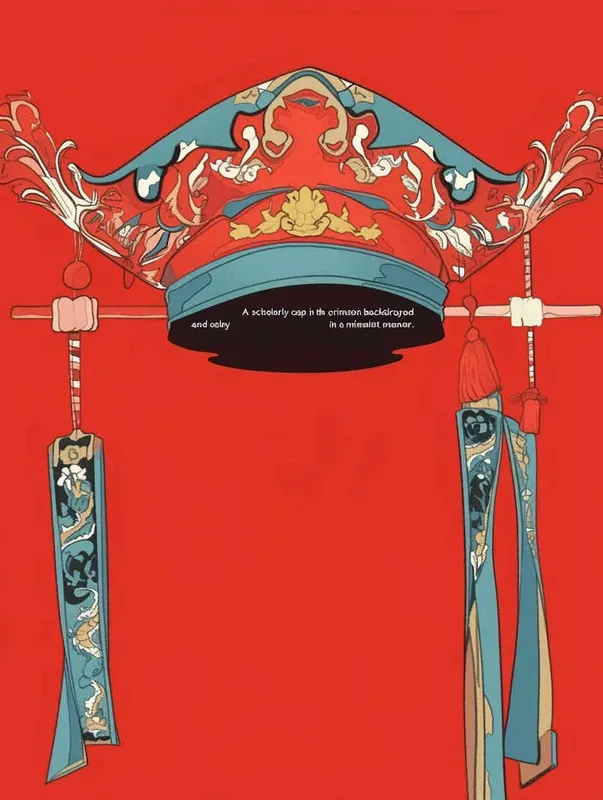A top scholar hat with a red background, flat illustration, flat style, meticulous painting - AI绘画作品展示 | Midjourney中文版生成