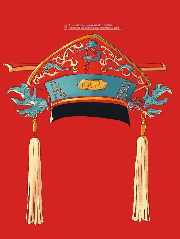 A top scholar hat with a red background, flat illustration, flat style, meticulous painting - AI绘画作品展示 | Midjourney中文版生成