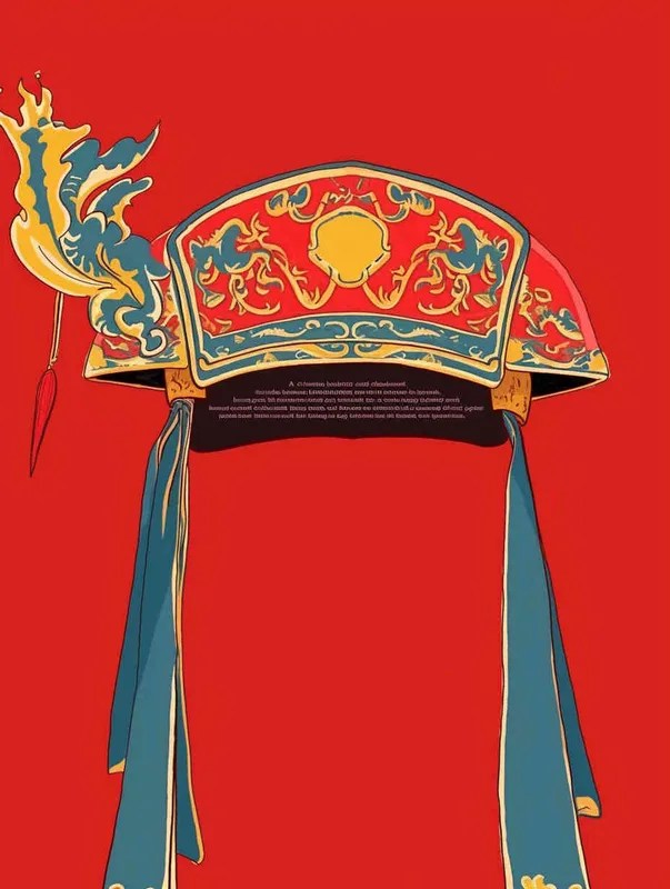 A top scholar hat with a red background, flat illustration, flat style, meticulous painting - style3部分