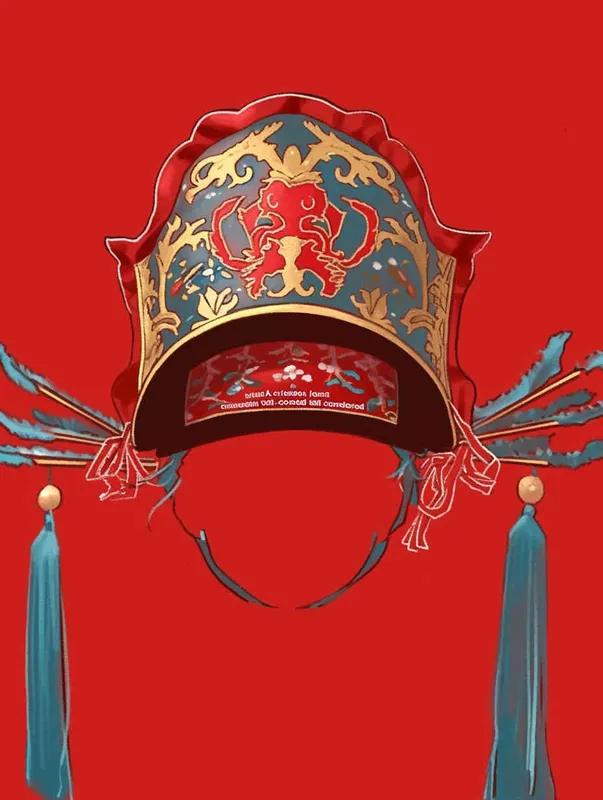A red black gauze hat - style1部分