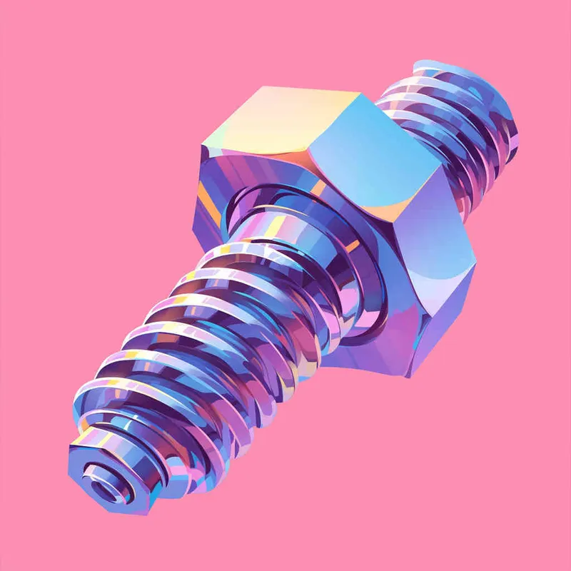 以一只螺丝为元素设计logo，色彩丰富的，纯色背景，扁平插画，不要体积，不要阴影 - style2部分