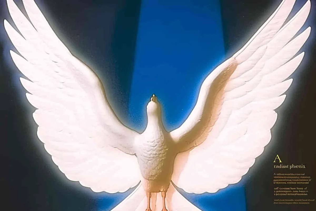 A silver phoenix spreads its wings and flies high, surrounded by white auspicious clouds, with a background of light blue ，lllustrated style - style2部分
