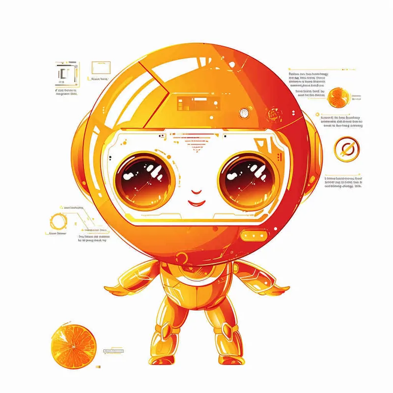 为一家网络科技公司设计一个以橙子为元素的IP形象Logo，互联网科技感，未来设计，扁平插画风格，白色背景，大师设计 - AI绘画作品展示 | Midjourney中文版生成