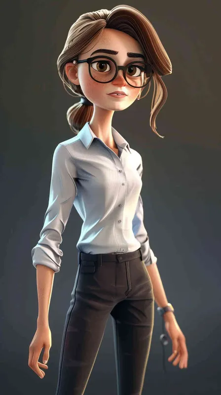 女教师形象，头像是真人风格，身体是立体卡通的 - style4部分
