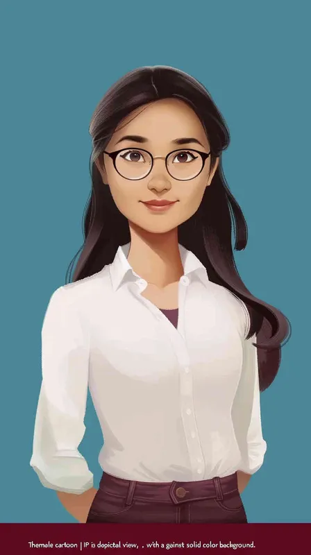 女教师卡通IP，正面视角，三头身，纯色背景 - style4部分