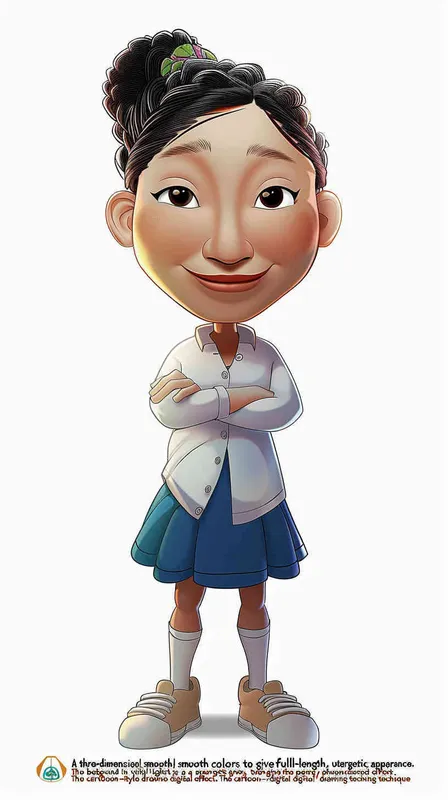 1️⃣ 3D smooth caricature styled full length.The background is a solid light grey color. The person should have an energetic appearance with vibrant colors. Use a cartoonstyle digital drawing technique in the style of Pixar to create a threedimensional effect. White background. High resolution. --ar 99:128 - style3部分