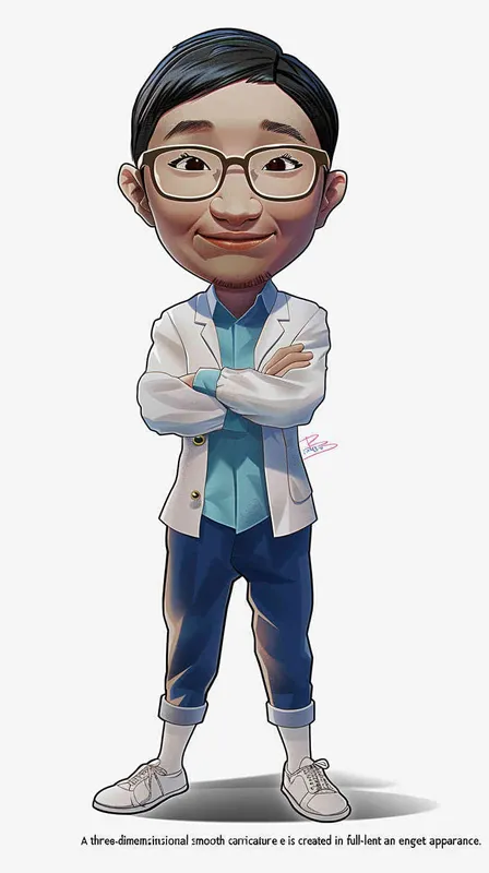 1️⃣ 3D smooth caricature styled full length.The background is a solid light grey color. The person should have an energetic appearance with vibrant colors. Use a cartoonstyle digital drawing technique in the style of Pixar to create a threedimensional effect. White background. High resolution. --ar 99:128 - style4部分