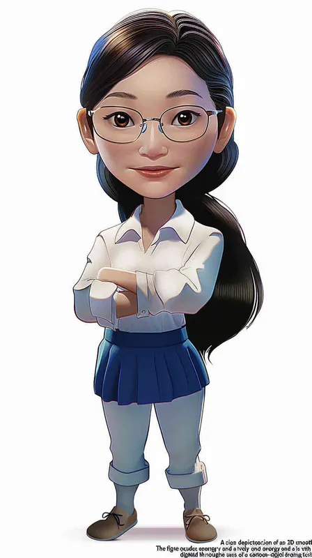 A 3D smooth manga style image of a female teacher, an Asian woman. He has long hair and doesn’t wear glasses.The person should have an energetic appearance with vibrant colors. Use a cartoonstyle digital drawing technique in the style of Pixar to create a threedimensional effect. White background. High resolution – AI绘画作品展示 | Midjourney中文版生成