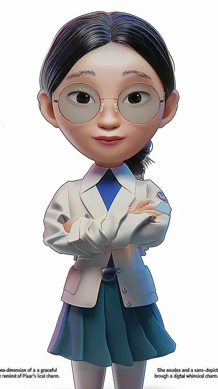 A 3D smooth manga style image of a female, an Asian woman. He has long hair and doesn’t wear glasses.The person should have an energetic appearance with vibrant colors. Use a cartoonstyle digital drawing technique in the style of Pixar to create a threedimensional effect. White background. High resolution – AI绘画作品展示 | Midjourney中文版生成