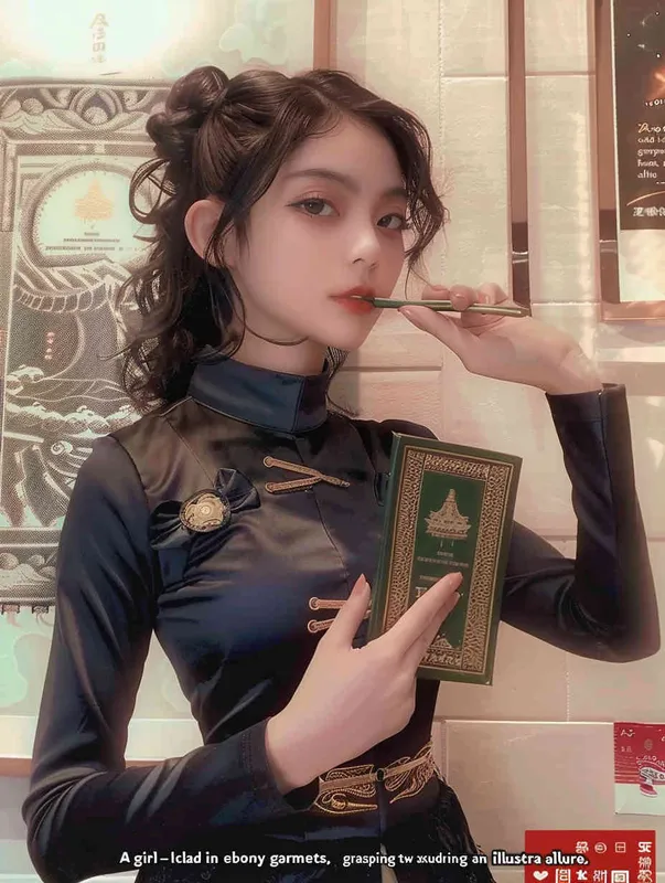 A girl wearing black clothes, holding two scrapers in hand, with an illustration style - style2部分