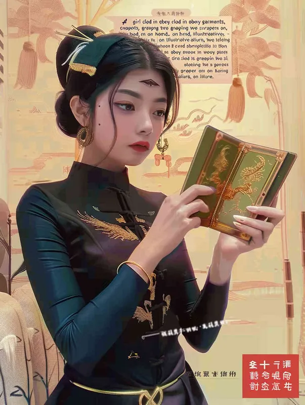 A girl wearing black clothes, holding two scrapers in hand, with an illustration style - style3部分