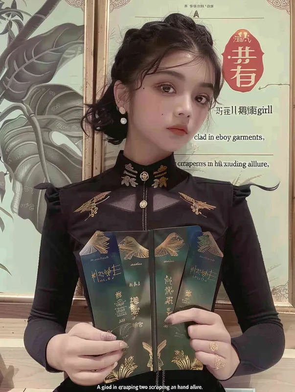 A girl wearing black clothes, holding two scrapers in hand, with an illustration style - style4部分