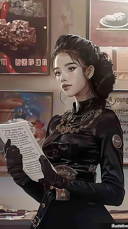 A girl wearing black clothes, holding two scrapers in hand, with an illustration style – AI绘画作品展示 | Midjourney中文版生成